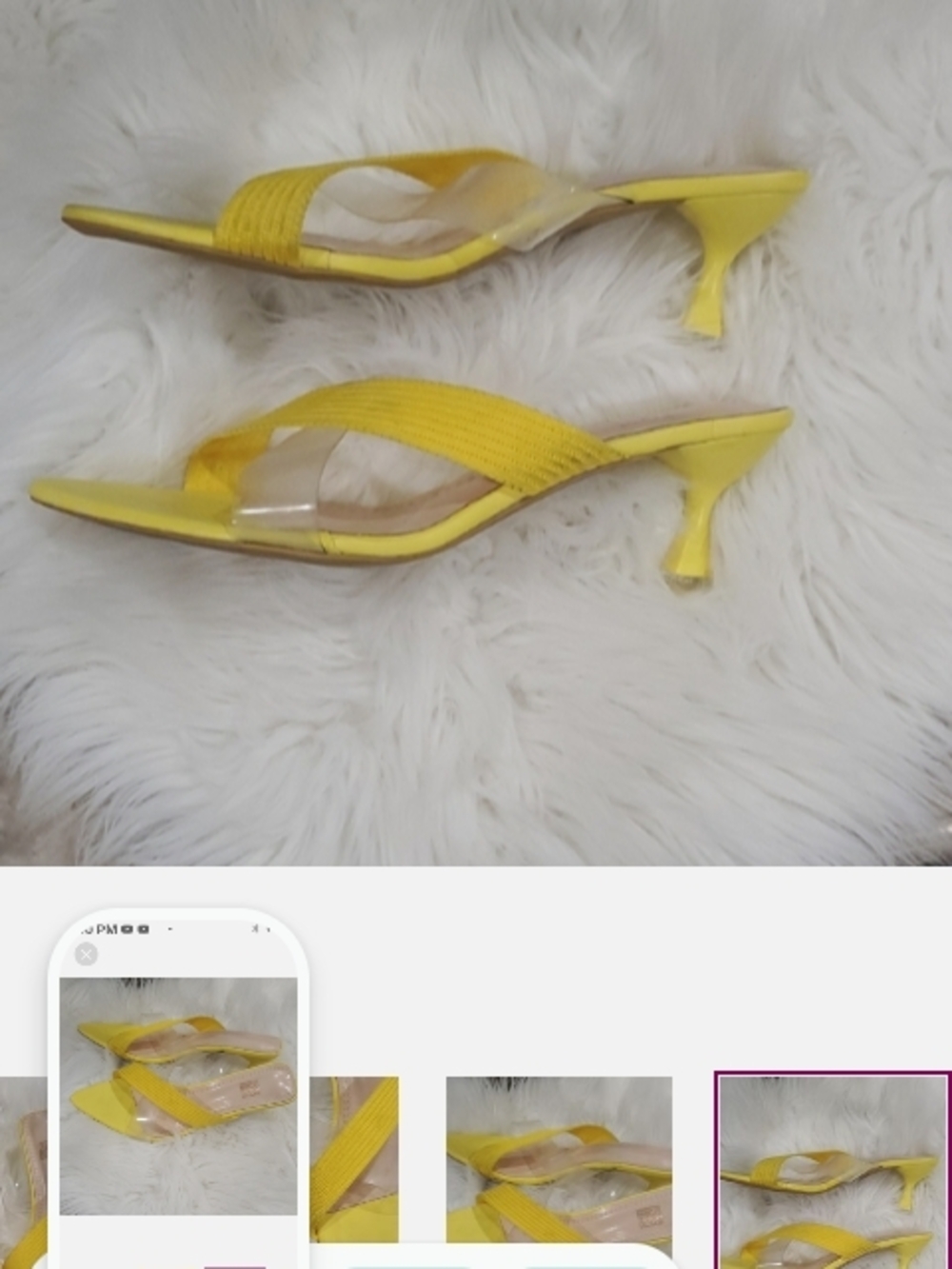 Yellow Women's Kitten Heel Slide Sandals